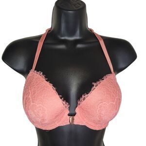 Victoria's Secret lined racerback lace demi cup underwire bra 32dd